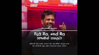 විදුලි බිල තෙල් මිල 30කින් පහලට  Anura Dissanayake  News Sinhalen  Breaking News Sri Lanka [upl. by Noteek]