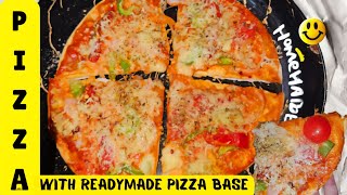 Cheese loaded readymade base pizza recipe  Homemade Pizza with readymade base 😋 [upl. by Peta]