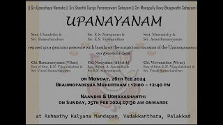 UPANAYANAM  BRAHMOPADESHA MUHURTHAM  26Feb 2024 730 Am onwards [upl. by Mcferren]