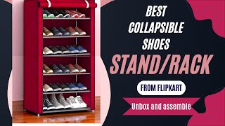 😱Best shoe rackstand from Flipkart  6 shelves shoe cabinet with cover  unboxing and assemble [upl. by Aliuqehs240]