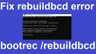 Bootrec rebuildbcd the system cannot find the path specified fix  bcd boot error windows 1011 [upl. by Trinee]