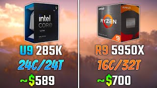 INTEL ULTRA 9 285K vs RYZEN 9 5950X  Test in 6 Games [upl. by Vaclav]