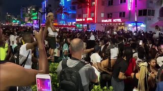 Crowds continue to pack South Beach and law enforcement is bracing for the weekend [upl. by Chandal]