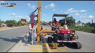 ES F Guardrail Installation Pile Driver Video [upl. by Cobb]