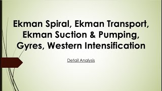 Ekman Spiral and Ekman Transport amp Western Intensification [upl. by Leunammi]