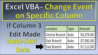 Excel VBA Change Event on Specific Column [upl. by Yun]