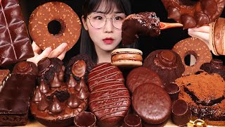 ASMR 초코푸딩 초코도넛아이스크림 초코브라우니 초코크림파이 초코디저트 먹방 Chocolate Dessert🍫 Ice Cream Cake Brownie MuKBang [upl. by Vaios302]