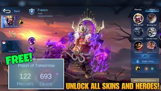 UNLOCK ALL SKINS AND HEROES FOR FREE WITHOUT USING INJECTOR IN MOBILE LEGENDS [upl. by Gabi]