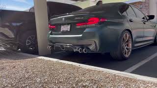 2022 BMW M5 CS with BMW M Performance Titanium Exhaust and ER Secondary Downpipes Cold Start [upl. by Marlo]