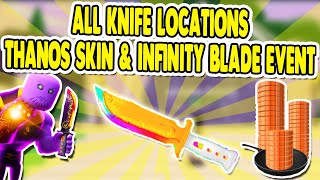 ROBLOX BAKON ALL KNIFE LOCATIONS  HOW TO GET THANON SKIN AND INFINITY BLADE BAKON EVENT [upl. by Haraf]