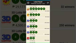 9pm lotto result today all draw result December 42024shortvideo lottoresulttoday [upl. by Pacifica300]