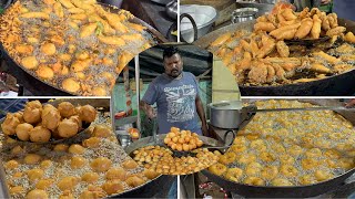 PunugulluMirchi BajjiAloo bonda Wada  Famous Hyderabad Street Food  Snacks  Indian Street Food [upl. by Alliuqa]