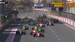 Big Crash in F2 Azerbaijan Feature Race Start [upl. by Neo]