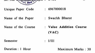 Swachh Bharat VAC  Previous Year Question Paper PYQP  Important Question  Question Paper  DU [upl. by Ira417]