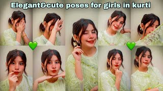 15 elegant amp cute poses in kurti🍀Selfie poses for girls in kurti at home✨shortsyoutube [upl. by Annawyt]