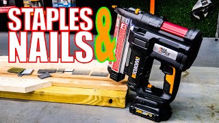 SHOOT NAILS amp STAPLES  Worx 20V WX840L 18Gauge Nailer Stapler [upl. by Yacano621]