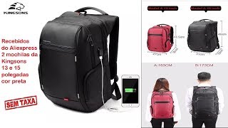 Recebidos do Aliexpress 2 mochilas usb da Kingsons 13 e 15 polegadas [upl. by Notse440]