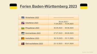 Ferien Baden Württemberg 2023 [upl. by Paver]