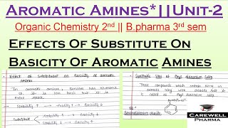 Effects Of Substitute On Basicity Of Aromatic Amines  Aryl Diazonium Salts unit2POC2 3rd sem [upl. by Elnore]