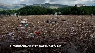 Lake Lure filled with debris from storm in North Carolina [upl. by Robet]