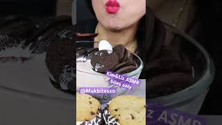 KimampLiz ASMR chocolate Oreo marshmallow cereal ice cream cookies Mukbang bites only shorts fyp fy [upl. by Ardnahcal474]