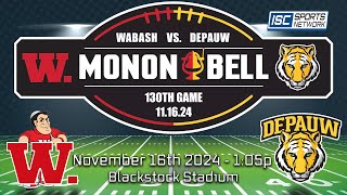 2024 CFB Wabash at DePauw  1116  130th Monon Bell Rivalry [upl. by Witherspoon]