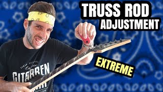 Truss Rod Adjustment EXTREME  Cracking Electric Guitar Neck [upl. by Aistek]