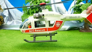 Playmobil Bruder Lego City Heliokopter Rettungsinsel Mähdrescher Film für Kinder [upl. by Anin944]