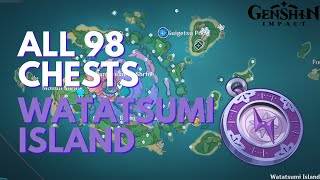 All 98 Chests on Watatsumi Island 2024 Guide100 Exploration Genshin Impact [upl. by Egdamlat]