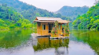 I built a water bamboo house for 60 days ⛺ Magic house【Water Dweller】 [upl. by Arvind]