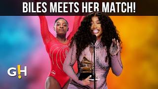 Entertainment  SZA amp Simone Biles Face Off In Handstand Competition  Gossip Herald [upl. by Auqinat]