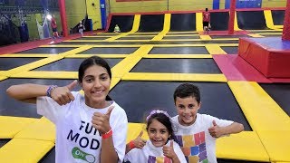 TRAMPOLINE PARK CHALLENGE Family Fun video [upl. by Eninnej]