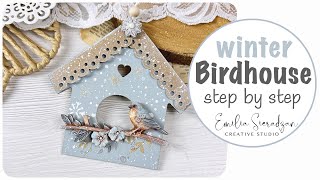 Winter Birdhouse Christmas Ornament  Stamperia Dewdrops [upl. by Rimat]