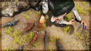 Ark Dino Battle Scenarios  THERIZINOSAURUS SWARMED BY TROODON [upl. by Yesnyl]