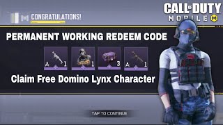 Domino Lynx Character Permanent Working Redeem Code Codm 2024  Claim Free Character Temple Guardian [upl. by Tyra252]