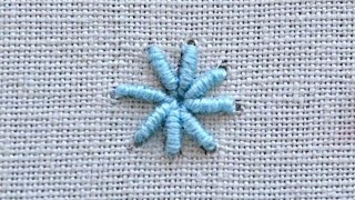 bullion stitch flower embroidery tutorial [upl. by Erdried]