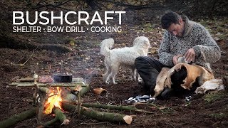 SOLO BUSHCRAFT TRIP IN DENMARK  primitive skills bow drill shelter cooking meat flint knapping [upl. by Tutankhamen755]