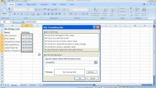 Highlight this Months Birthdays in Excel [upl. by Ardy]
