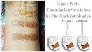 Kjaer Weis Foundation Review  Demo with Swatches  Organic Foundation  3 Darkest Shades [upl. by Linnette75]