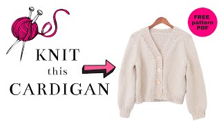 Knit an Easy Button Cardigan  FREE Knitting Pattern  Tutorial [upl. by Marienthal]