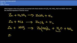 3 What happens when zinc granules are treated with dilute solution of H2SO4 HCl HNO3 NaCl and [upl. by Luapnoj]