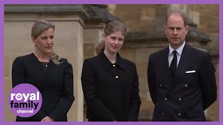 Prince Edward Sophie and Lady Louise Windsor View Tributes for Prince Philip [upl. by Annoynek]