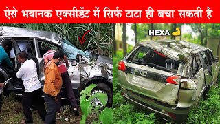 ACCIDENT OF TATA HEXA SUV 120 kmph 🔥 PROVES BEST BUILD QUALITY OF TATA MOTORS [upl. by Silma]