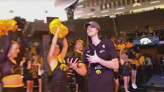 Iowa basketball Caitlin Clark Hawkeye women introduced during postseason celebration [upl. by Tnirb]