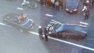 SF Batkid Penguin takes Lou Seal Hostage and Batkid follows in Batmobile [upl. by Aimehs]