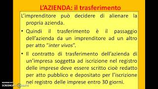 L AZIENDA IL TRASFERIMENTO E I SUOI EFFETTI [upl. by Ytram]