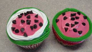 Decorating Cupcakes 55 Watermelon [upl. by Gennaro]