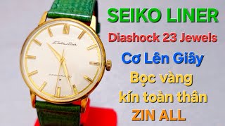 SEIKO LINER DIASHOCK 23 JEWELS Bọc vàng kín toàn thân rất đẹp zin cả khoá [upl. by Sicular]