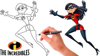 How To Draw VIOLET PARR From The Incredibles  The Incredibles Drawing [upl. by Eenwat]