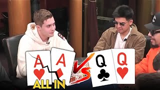 Pocket QUEENS Crack Pocket ACES at Crazy LIVE Cash Game [upl. by Emmer]